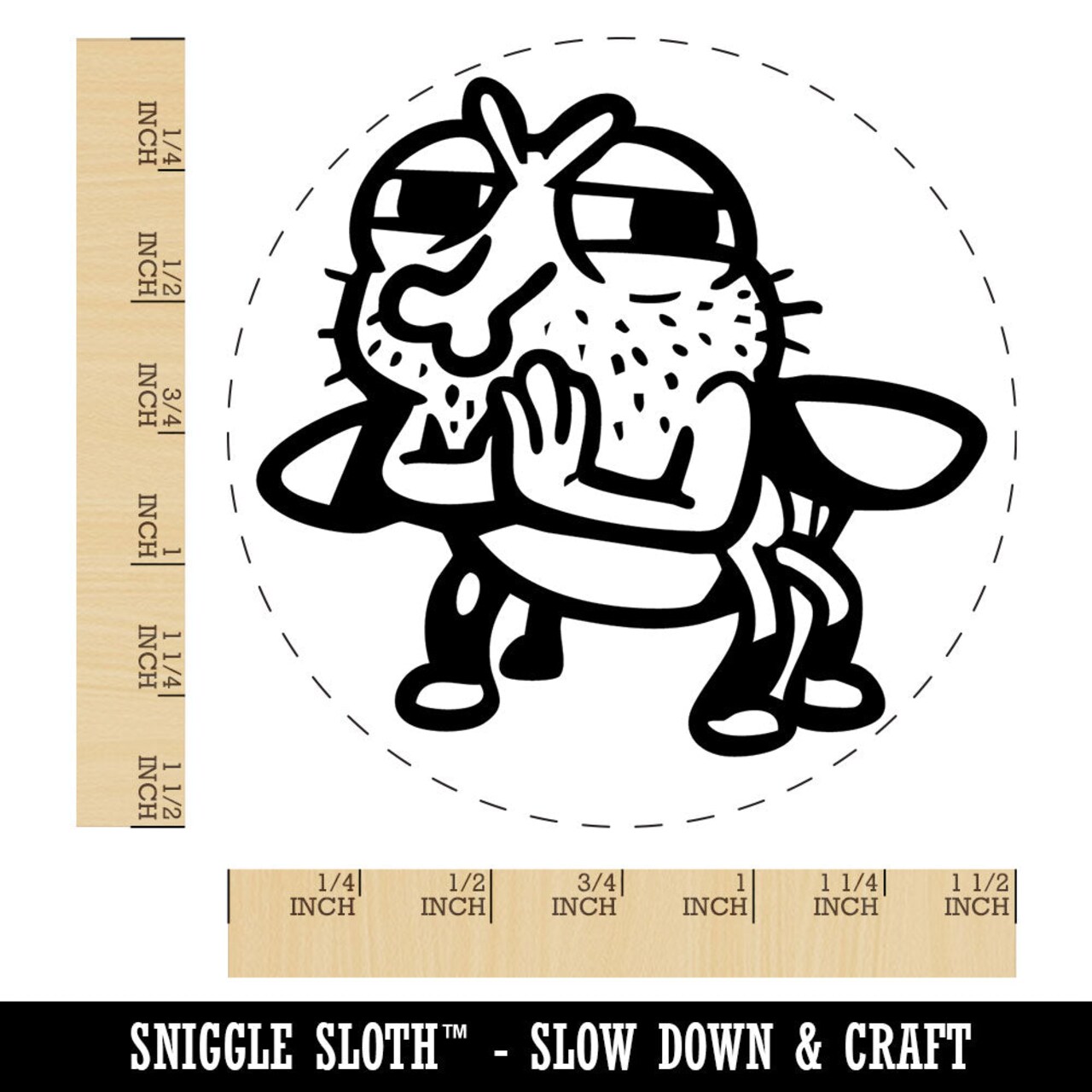 Grimey Fly Rubbing Hands Bug Insect Self-Inking Rubber Stamp Crafting Planners